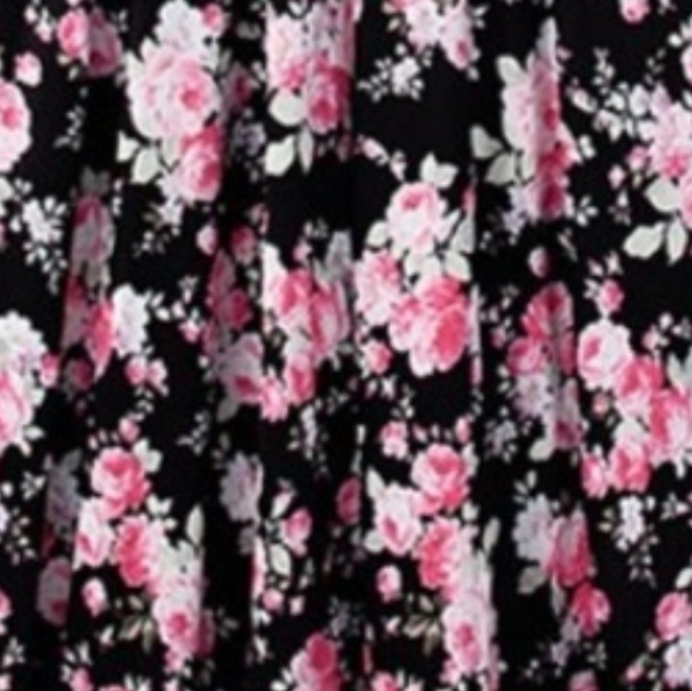 Sleeveless Floral and Striped Medium Dress Black Floral - Picture 2 of 4